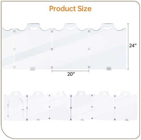 Acrylic Dog Gate 3 Panels 60" W*24" H for House,No Need Installed Clear Dog Play Pen,Acrylic Dog Barriers for Home,Foldable Freestanding Dog Gates for Small Pets in Saudi Arabia