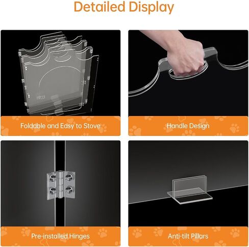 Acrylic Dog Gate 3 Panels 60" W*24" H for House,No Need Installed Clear Dog Play Pen,Acrylic Dog Barriers for Home,Foldable Freestanding Dog Gates for Small Pets in Saudi Arabia