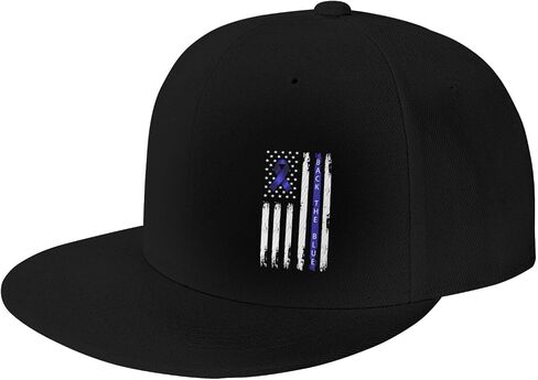 Back The Blue Ribbon Us Flag Colorectal Cancer Awareness Classic Adjustable Baseball Cap for Men Women Outdoor Sports Travel Trucker Hats in Saudi Arabia