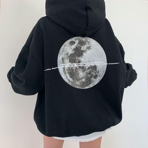 Women Fleece Baggy Hoodies Grunge Punk Pullover Goth Altnertive Blouse Casual Graphic Streetwear Drop Shoulder Tops in Kuwait