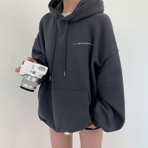 Women Fleece Baggy Hoodies Grunge Punk Pullover Goth Altnertive Blouse Casual Graphic Streetwear Drop Shoulder Tops in Kuwait