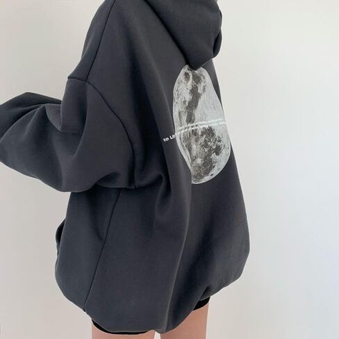 Women Fleece Baggy Hoodies Grunge Punk Pullover Goth Altnertive Blouse Casual Graphic Streetwear Drop Shoulder Tops in Kuwait