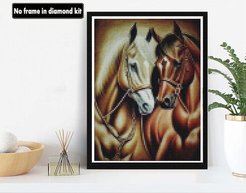 VAIIEYO 5D DIY Diamond Art Kits for Adults Horse, Diamond Painting Animal, Paint by Numbers Full Drill Round Rhinestone Craft Canvas for Home Wall Decor Gift 12x16 inch-47 in Kuwait