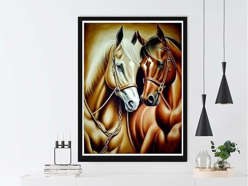 VAIIEYO 5D DIY Diamond Art Kits for Adults Horse, Diamond Painting Animal, Paint by Numbers Full Drill Round Rhinestone Craft Canvas for Home Wall Decor Gift 12x16 inch-47 in Kuwait
