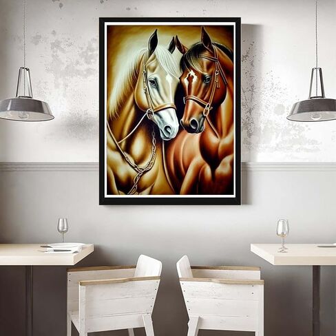VAIIEYO 5D DIY Diamond Art Kits for Adults Horse, Diamond Painting Animal, Paint by Numbers Full Drill Round Rhinestone Craft Canvas for Home Wall Decor Gift 12x16 inch-47 in Kuwait