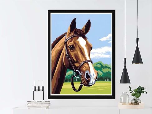 VAIIEYO 5D DIY Diamond Art Kits for Adults Horse, Diamond Painting Animal, Paint by Numbers Full Drill Round Rhinestone Craft Canvas for Home Wall Decor Gift 12x16 inch-47 in Kuwait