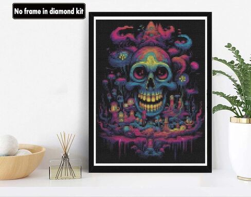 VAIIEYO 5D DIY Diamond Art Kits for Adults Skull, Diamond Painting Flower, Paint by Numbers Full Drill Round Rhinestone Craft Canvas for Home Wall Decor Gift 12x16 inch-48 in Kuwait