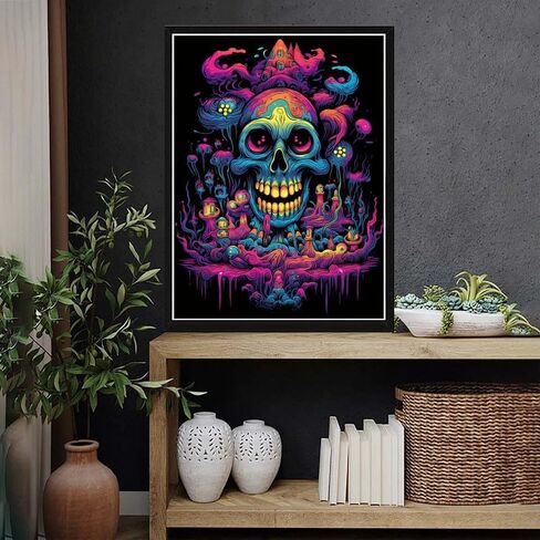 VAIIEYO 5D DIY Diamond Art Kits for Adults Skull, Diamond Painting Flower, Paint by Numbers Full Drill Round Rhinestone Craft Canvas for Home Wall Decor Gift 12x16 inch-48 in Kuwait