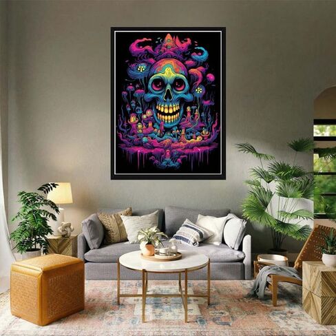 VAIIEYO 5D DIY Diamond Art Kits for Adults Skull, Diamond Painting Flower, Paint by Numbers Full Drill Round Rhinestone Craft Canvas for Home Wall Decor Gift 12x16 inch-48 in Kuwait