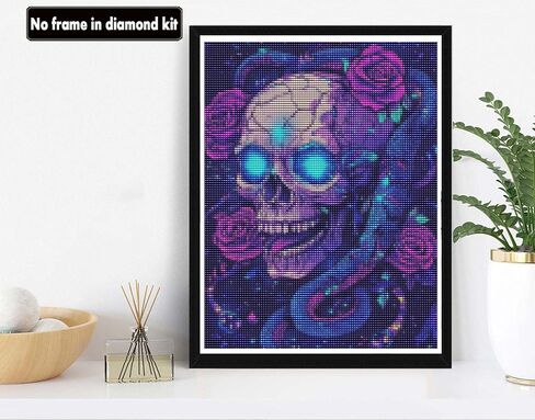 VAIIEYO 5D DIY Diamond Art Kits for Adults Skull, Diamond Painting Flower, Paint by Numbers Full Drill Round Rhinestone Craft Canvas for Home Wall Decor Gift 12x16 inch-48 in Kuwait