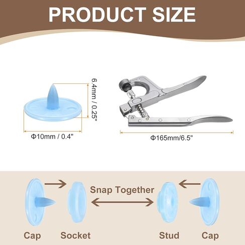 HARFINGTON Plastic Snaps Fasteners with Snap Pliers, 200 Set T3 Round Resin No-Sew Button Snap Fasteners Kit for Clothing Sewing Diapers Bibs Crafting, Red in Saudi Arabia