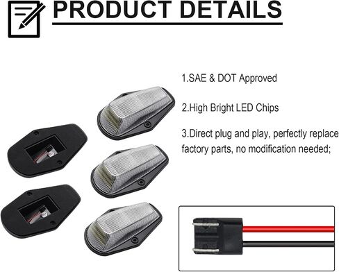 LED LED LED أعلى مصابيح سقف الكابينة الاستبدال لـ F150 F250 F350 1984-1997 ، F250 HD 1997 ، F Super Du-Ty 1988-1997 ، مصباح خلفي أبيض ، استبدل OE EOTZ15442E ، F3HZ15442B (Clear Len White Lights) in Kuwait