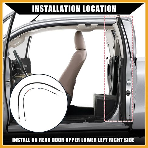 NO. 6C3Z-28264A01-A Car Door Latch Release Cable Extended Cab for Ford F250 F350 F450 F550 / Rear Door Upper Lower Left Right Door Latch Lock Cable / 1 Set/Black Replacement in Saudi Arabia