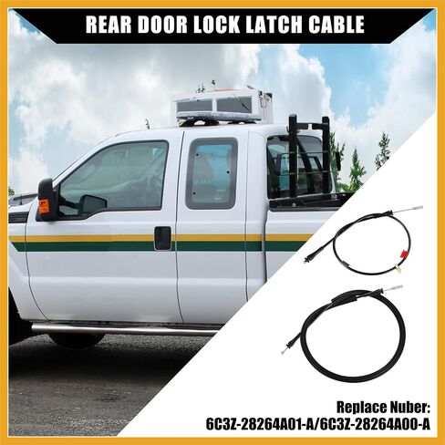 NO. 6C3Z-28264A01-A Car Door Latch Release Cable Extended Cab for Ford F250 F350 F450 F550 / Rear Door Upper Lower Left Right Door Latch Lock Cable / 1 Set/Black Replacement in Saudi Arabia