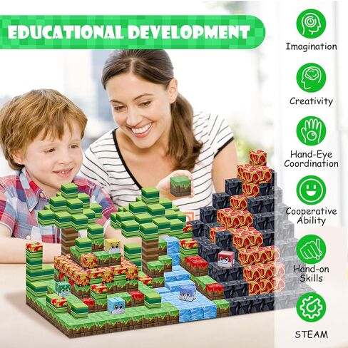 Magnetic Blocks-100PCS Build Magnet Magic Forest World Set Magnetic Building Blocks, STEM Sensory 0.98" Magnet Cubes for Kids Toddlers for Boys & Girls Ages 3 4 5 6 7 8 9 10 12 in Kuwait