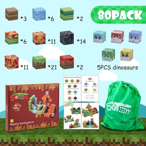 Magnetic Blocks-100PCS Build Magnet Magic Forest World Set Magnetic Building Blocks, STEM Sensory 0.98" Magnet Cubes for Kids Toddlers for Boys & Girls Ages 3 4 5 6 7 8 9 10 12 in Kuwait