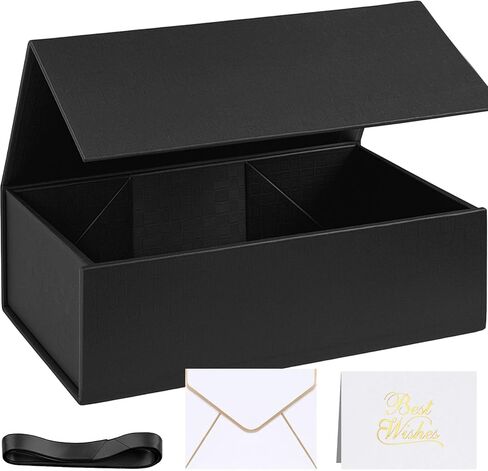 صندوق هدايا بيضاء فاخرة فاخرة مع غطاء ، 14 × 8.7x4.3 بوصة - الإغلاق المغناطيسي ، شريط الشريط والترحيب لأعياد الميلاد ، التخرج ، حفلات الزفاف in Kuwait