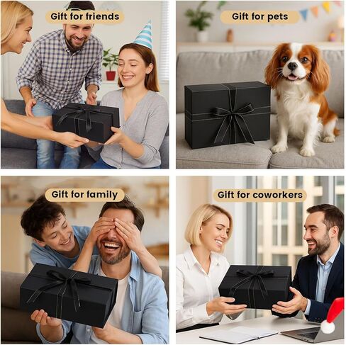 صندوق هدايا بيضاء فاخرة فاخرة مع غطاء ، 14 × 8.7x4.3 بوصة - الإغلاق المغناطيسي ، شريط الشريط والترحيب لأعياد الميلاد ، التخرج ، حفلات الزفاف in Kuwait