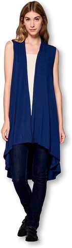 Women's Sleeveless Extra Soft Viscose Made from Bamboo Layering Long Duster Cardigan Vest in Saudi Arabia