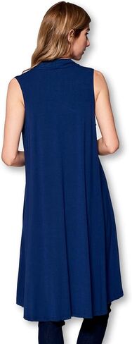 Women's Sleeveless Extra Soft Viscose Made from Bamboo Layering Long Duster Cardigan Vest in Saudi Arabia