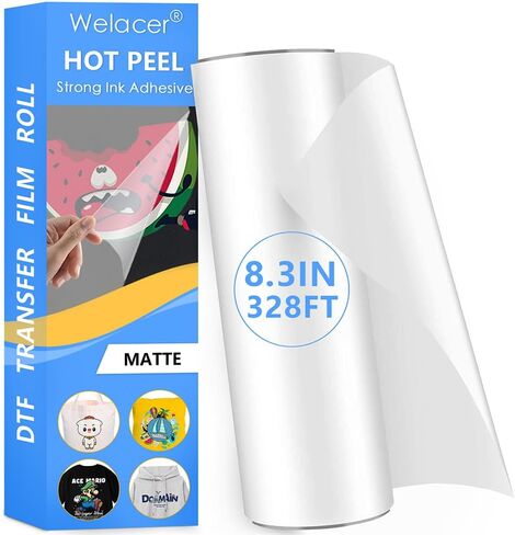 DTF Transfer Film Roll 17 Inch x 328 FT for Sublimation Double-Side Clear Pretreat Sheets, PET Heat Transfer Paper for Epson Inkjet Printer Direct Print(Hot & Cold Peel) in Kuwait