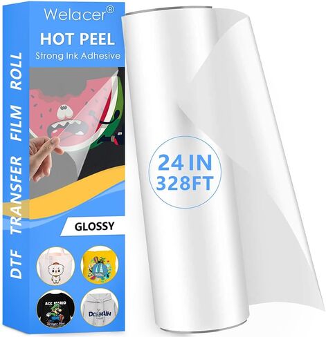 DTF Transfer Film Roll 17 Inch x 328 FT for Sublimation Double-Side Clear Pretreat Sheets, PET Heat Transfer Paper for Epson Inkjet Printer Direct Print(Hot & Cold Peel) in Kuwait