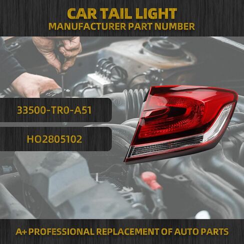 Dasbecan Right Side Side Side Light Assembly مع لمبة متوافقة مع 2013 2014 2015 Honda Civic 4-Door Sedan Brake Lampens استبدال# HO2805102 33500-TR0-A51 in Saudi Arabia