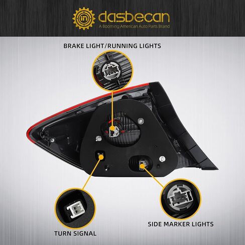 Dasbecan Right Side Side Side Light Assembly مع لمبة متوافقة مع 2013 2014 2015 Honda Civic 4-Door Sedan Brake Lampens استبدال# HO2805102 33500-TR0-A51 in Saudi Arabia