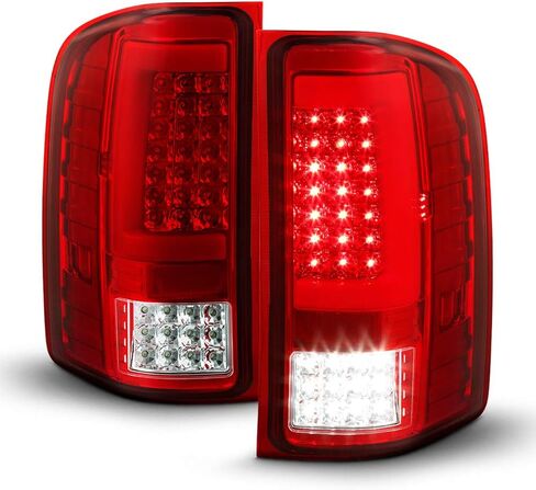 ACANII - For 2007-2013 Chevy Silverado 1500 2500 3500 Red Clear Sequentia Signal Full LED Tube Tail Lights Brake Lamps in Saudi Arabia