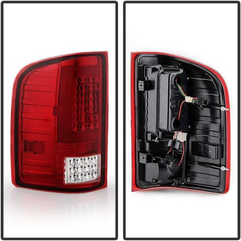 ACANII - For 2007-2013 Chevy Silverado 1500 2500 3500 Red Clear Sequentia Signal Full LED Tube Tail Lights Brake Lamps in Saudi Arabia