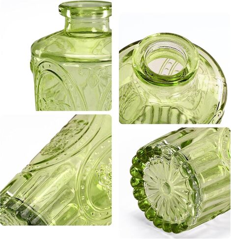 GarDream Aqua Green Glass Bud Vase Set of 12, Vintage Mini Flower Vases for Centerpieces, Wedding Table, Assorted Textured Small Glass Vase Bulk for Baby Shower, Bridal Shower, Parties, Home Decor in Saudi Arabia