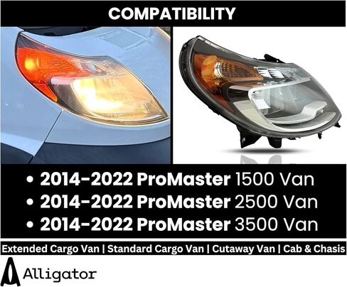 مجموعة المصابيح الأمامية مع استبدال المصابيح لـ RAM 2014-2022 Promaster Halogen Left Ober in Kuwait