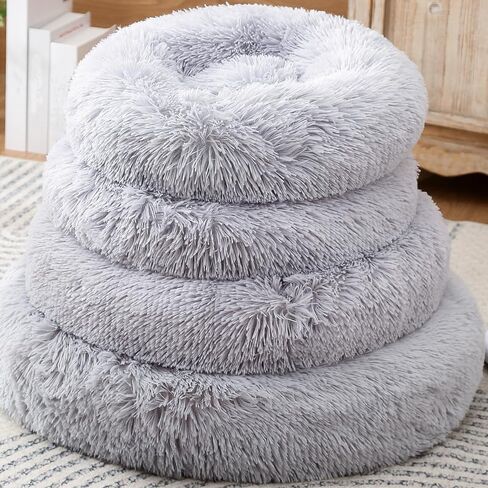 Cat Beds for Indoor Cat Dog Bed Dog Donut Bed Small Pet Bed Dog Calming Bed Warm Puppy Bed Cat Beds Baby Kitten Bed Fluffy Donut Bed Up to 7 Lbs Small Pet in Saudi Arabia