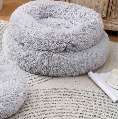 Cat Beds for Indoor Cat Dog Bed Dog Donut Bed Small Pet Bed Dog Calming Bed Warm Puppy Bed Cat Beds Baby Kitten Bed Fluffy Donut Bed Up to 7 Lbs Small Pet in Saudi Arabia