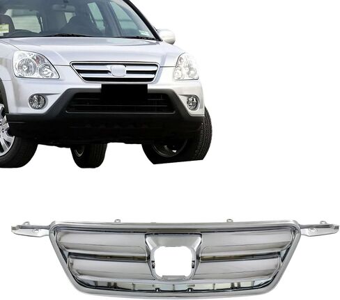 CarPartsDepot Front Grille Grill Chrome Shell With Black Insert Compatible With 2005 2006 Honda CR-V HO1200194 71122S9AA01 in Saudi Arabia
