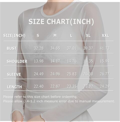 Womens Long Sleeve Sheer Mesh Tops Sexy Crewneck See Though Lace Shirts Layering Fishnet Undershirts Slim Fitted in Kuwait