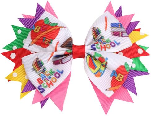 Toddler Girls Back to School Dress Flutter Sleeve Apple Pencil Print Summer Causal Dress with Bowknot Headband in Saudi Arabia