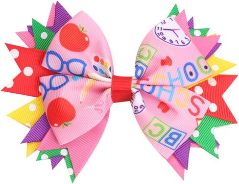 Toddler Girls Back to School Dress Flutter Sleeve Apple Pencil Print Summer Causal Dress with Bowknot Headband in Saudi Arabia