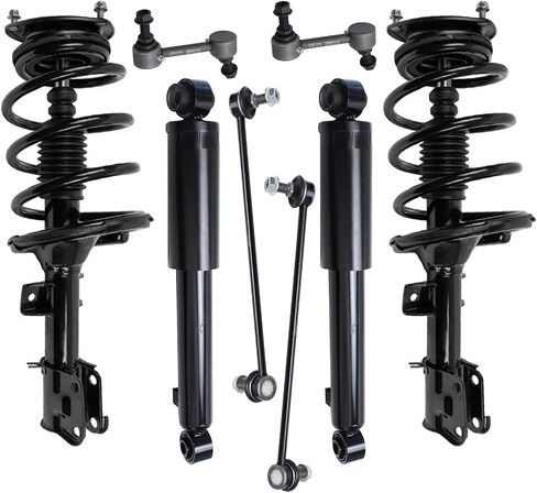 Detroit Axle - 8pc Struts Kit For Hyundai 2007-2012 Veracruz ، اثنين من الدعامات الأمامية مع SPRINGS 2 امتصاص الصدمات الخلفي 4 روابط نهاية الترجيع الأمامية 2008 2009 2010 2011 بديل in Saudi Arabia