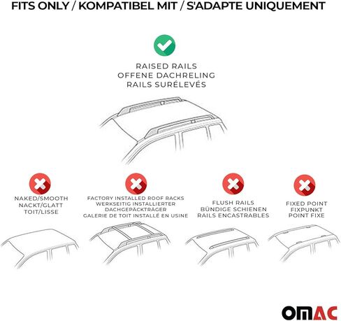 Omac Roof Rack Cross Bars حامل أمتعة لتويوتا RAV4 2006-2018 ALU Black 2PCS in Kuwait