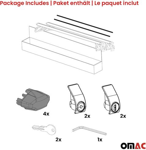 Omac Roof Rack Cross Bars حامل أمتعة لتويوتا RAV4 2006-2018 ALU Black 2PCS in Kuwait
