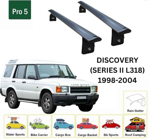 For Land Rover Discovery (Series II) 1998-2004 Roof Rack Cross Bars Rain Gutter Black in Saudi Arabia