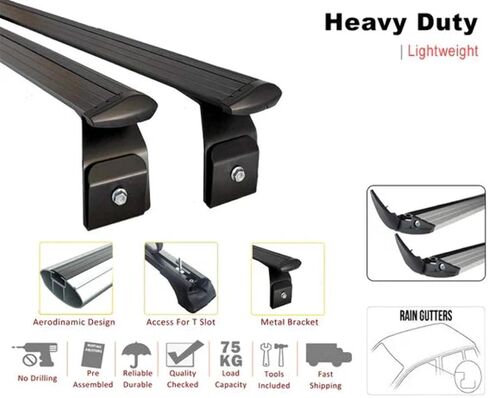 For Land Rover Discovery (Series II) 1998-2004 Roof Rack Cross Bars Rain Gutter Black in Saudi Arabia