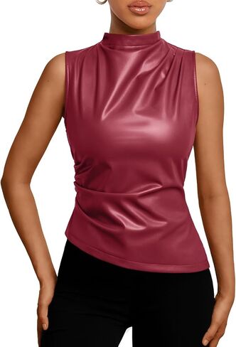 Trendy Queen Going Out Tops Leather Top Fall Outfits 2025 Asymmetrical Mock Neck p Sexy Corset Club Outfit in Saudi Arabia