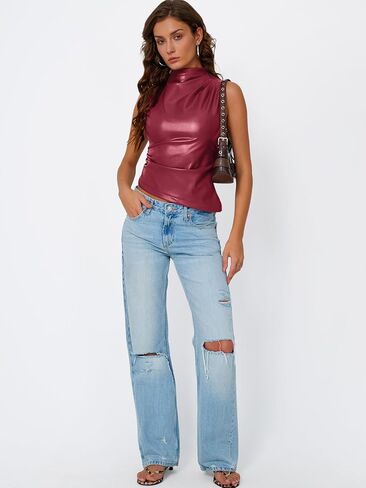 Trendy Queen Going Out Tops Leather Top Fall Outfits 2025 Asymmetrical Mock Neck p Sexy Corset Club Outfit in Saudi Arabia