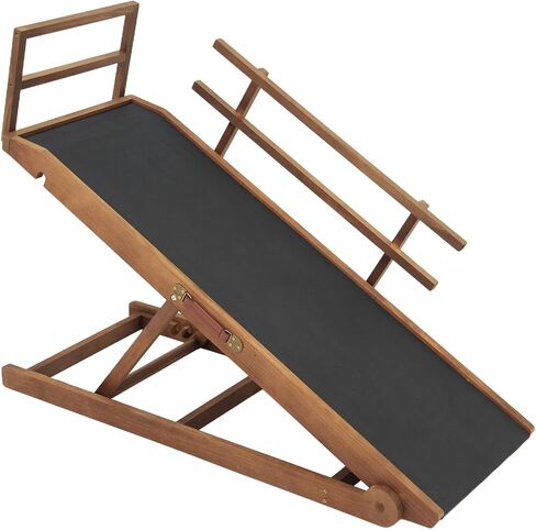 Dog Ramp for Bed, Folding Pet Steps Stairs Portable Support up to 210 lbs for Bed, Couch, Car, Adjustable Pet Ramp, Anti-Slip Traction Mat (Brown, LENTH-45.2IN) in Saudi Arabia