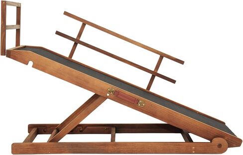 Dog Ramp for Bed, Folding Pet Steps Stairs Portable Support up to 210 lbs for Bed, Couch, Car, Adjustable Pet Ramp, Anti-Slip Traction Mat (Brown, LENTH-45.2IN) in Saudi Arabia