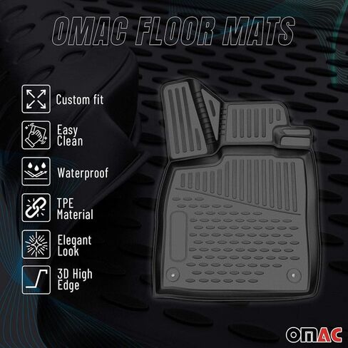 حصيرة أرضية Omac لـ VW Touareg 2004-2010 Car Car All Weather 3D Fit Fit Rubber Mat Haterpless Waterbless TPE Liners Laser Non-Slip (Black) in Kuwait