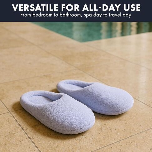THIRSTY TOWELS Cloud 9 Turkish Spa Slippers, Cozy Plush Lounging Mules, Non-Slip, Washable 2-Pack, Holiday Gift, Stocking Stuffer in Saudi Arabia