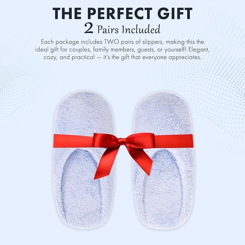 THIRSTY TOWELS Cloud 9 Turkish Spa Slippers, Cozy Plush Lounging Mules, Non-Slip, Washable 2-Pack, Holiday Gift, Stocking Stuffer in Saudi Arabia